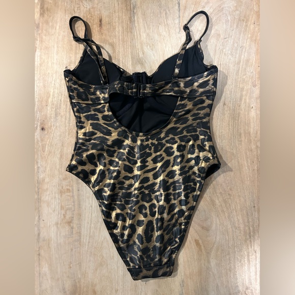 NWOT Good American Leopard Print One Piece Swimsuit - Women’s Size Small - Picture 3 of 5